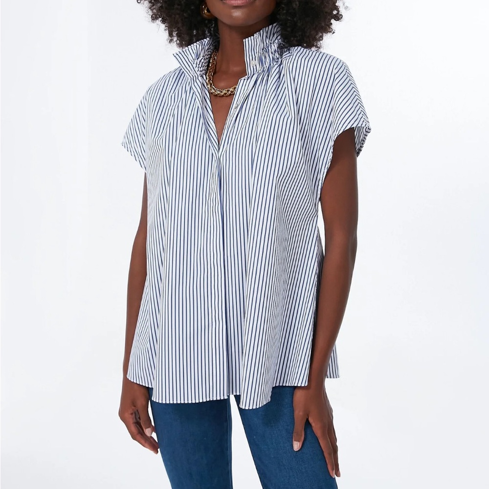 Tuckernuck POMANDER PLACE Blue Stripe Rae Blouse Size Large NEW